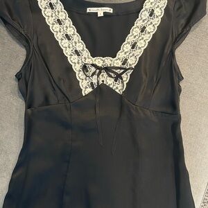 Nanette Lepore Black Blouse with White Lace
